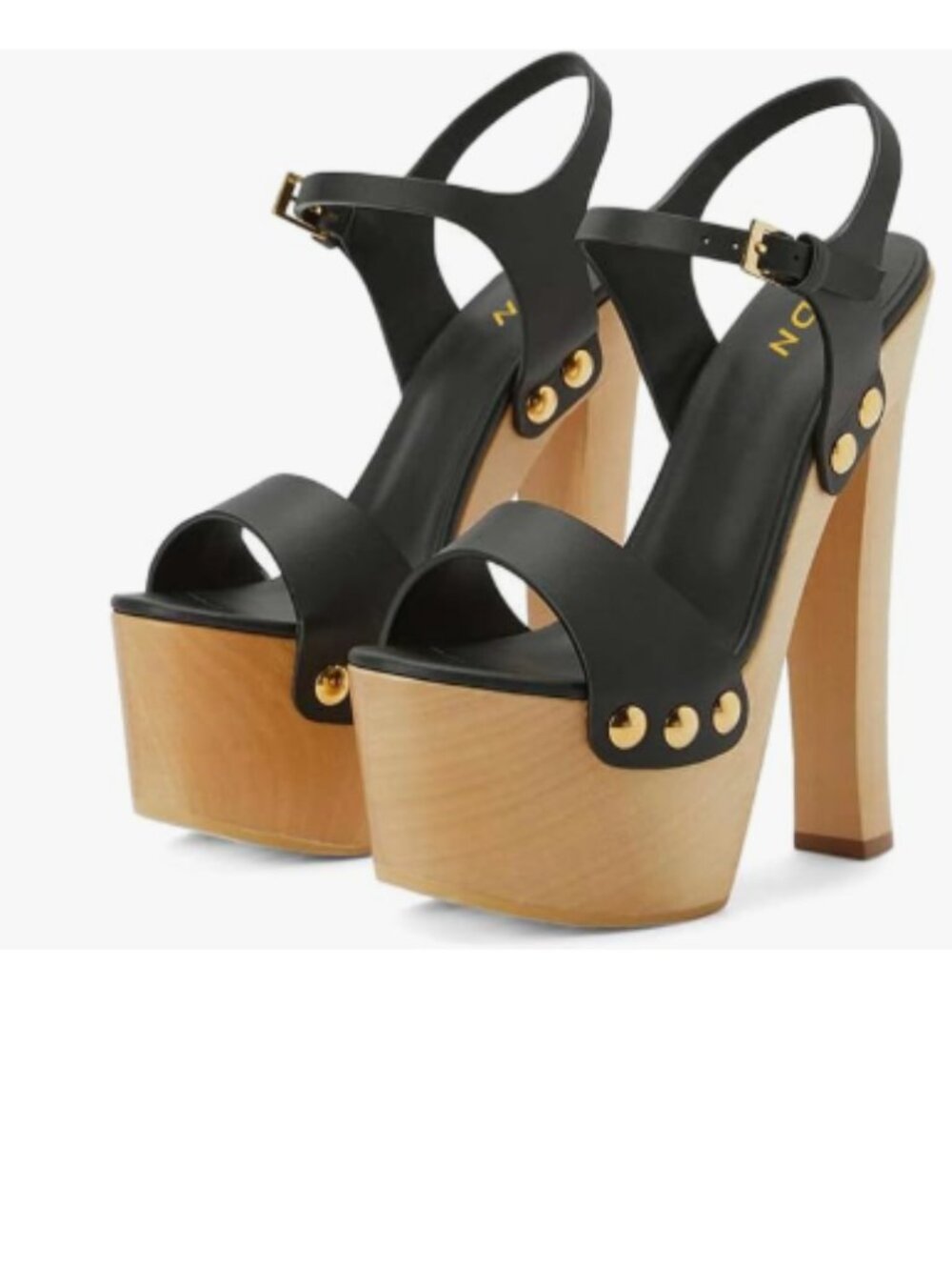 YDN Black Platform Heeled Sandal Open Toe Chunky High Heels Ankle Strap Shoe